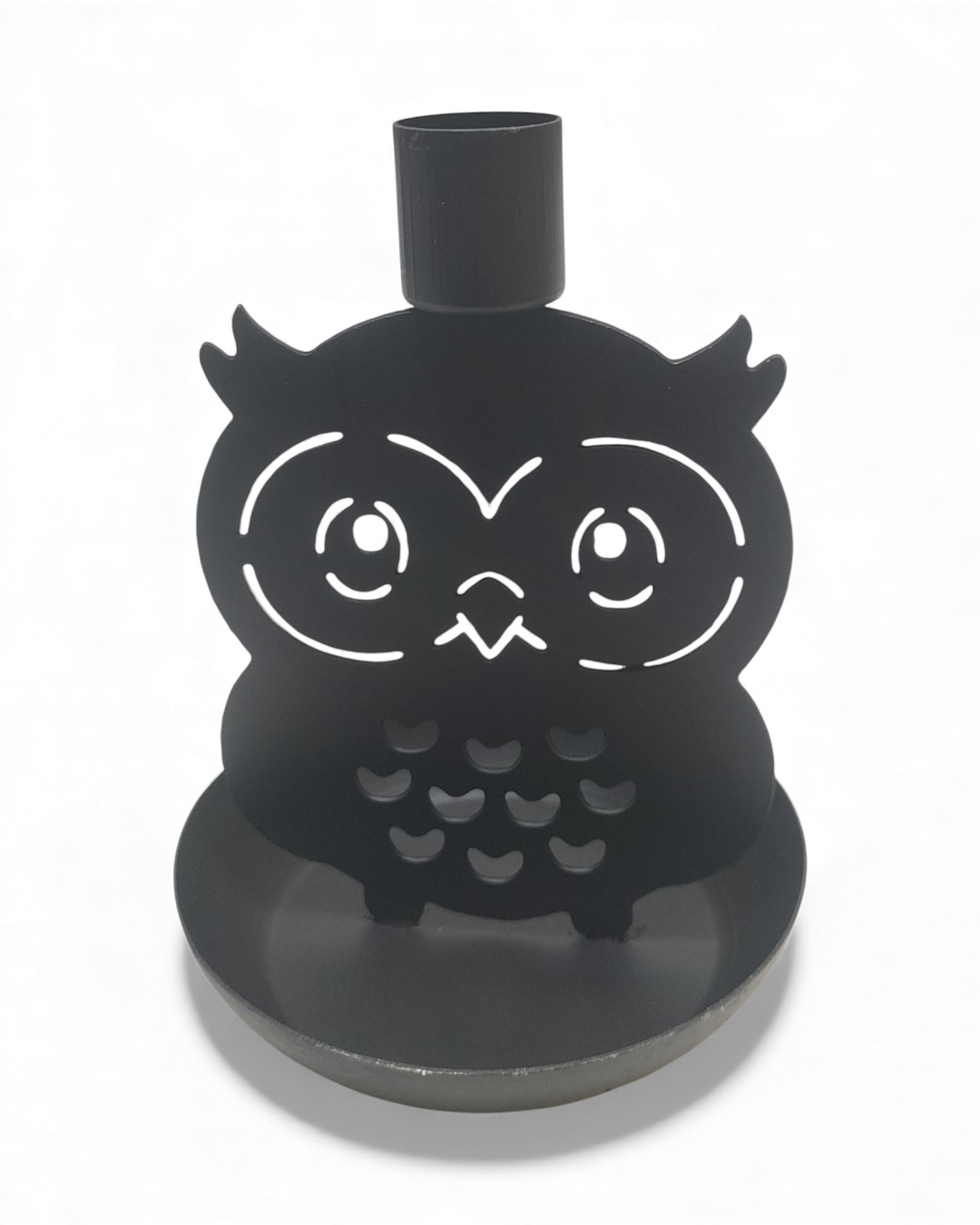 Minimalist Black Owl Silhouette Taper Candle Holde