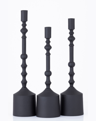 Matte Black Pillar Candlestick Set