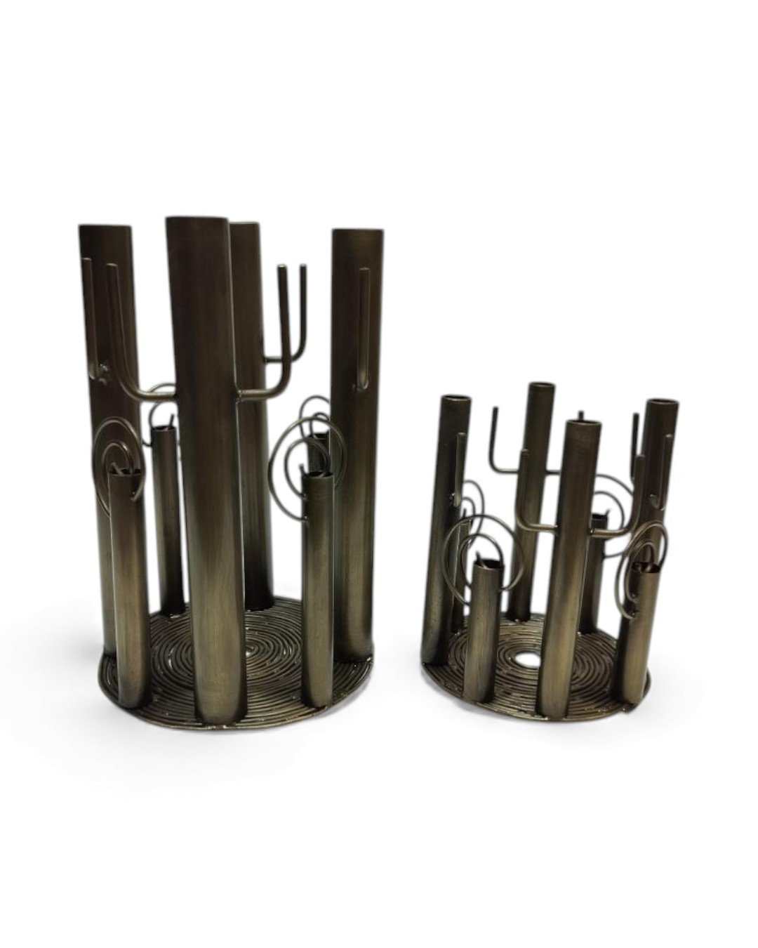 The Urban Sprout Duo: Abstract Pillar Candle Cages