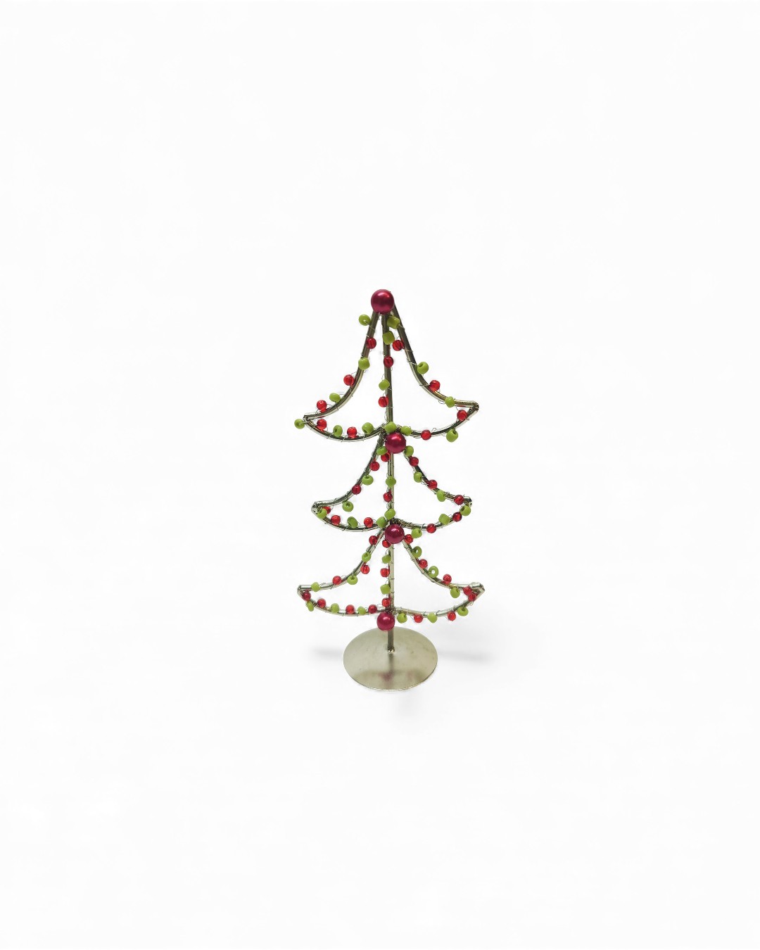 Mini Tiered Wire Christmas Tree with Beads