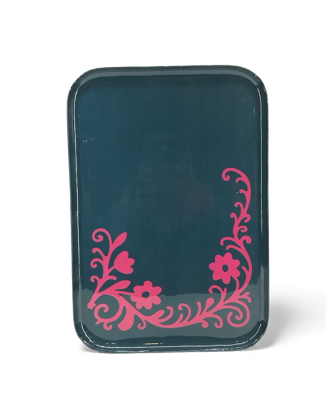 Deep Teal Corner Scroll Square Tray