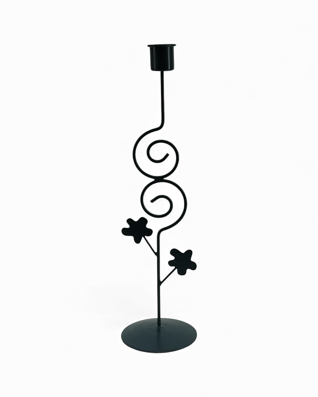 Joyful Scrolls Taper Candlestick - Matte Floral