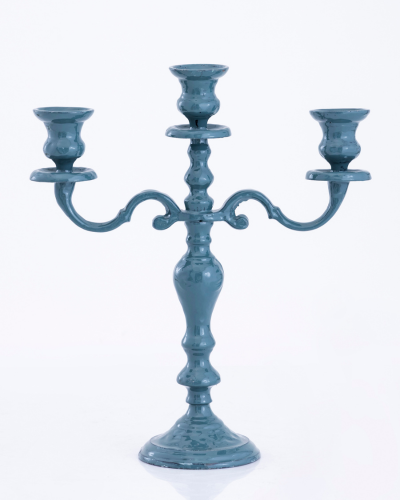 Dusty Blue Triple Candelabra