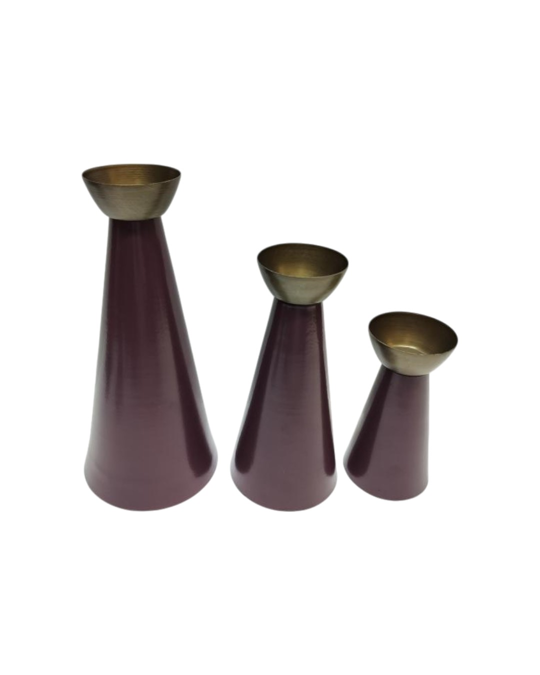 Modern Cone Vase /Candle Holder with Brass Cup set