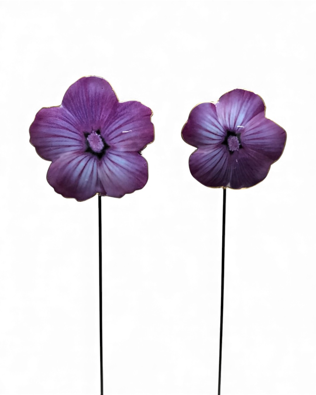Realistic Purple Hibiscus Flower Garden Sticks