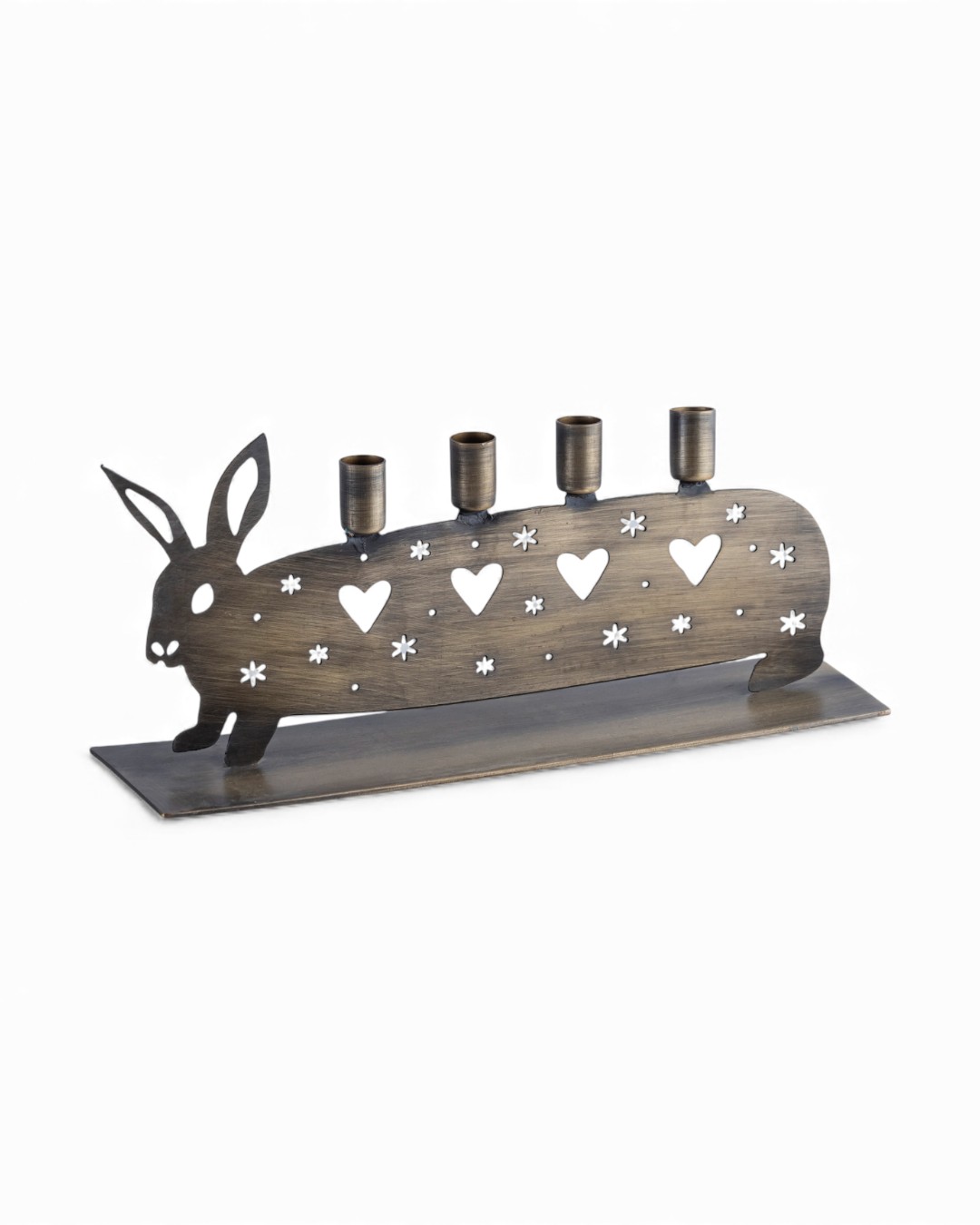 Long Metal Rabbit Votive Holder with Cutouts