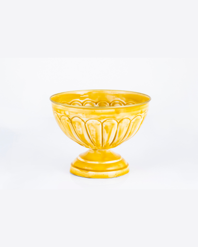 Golden Yellow Embossed Pedestal Decorative Bowl