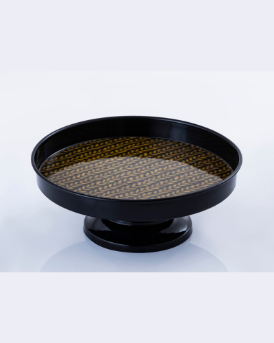 Black & Mustard Basket Weave Cake Stand