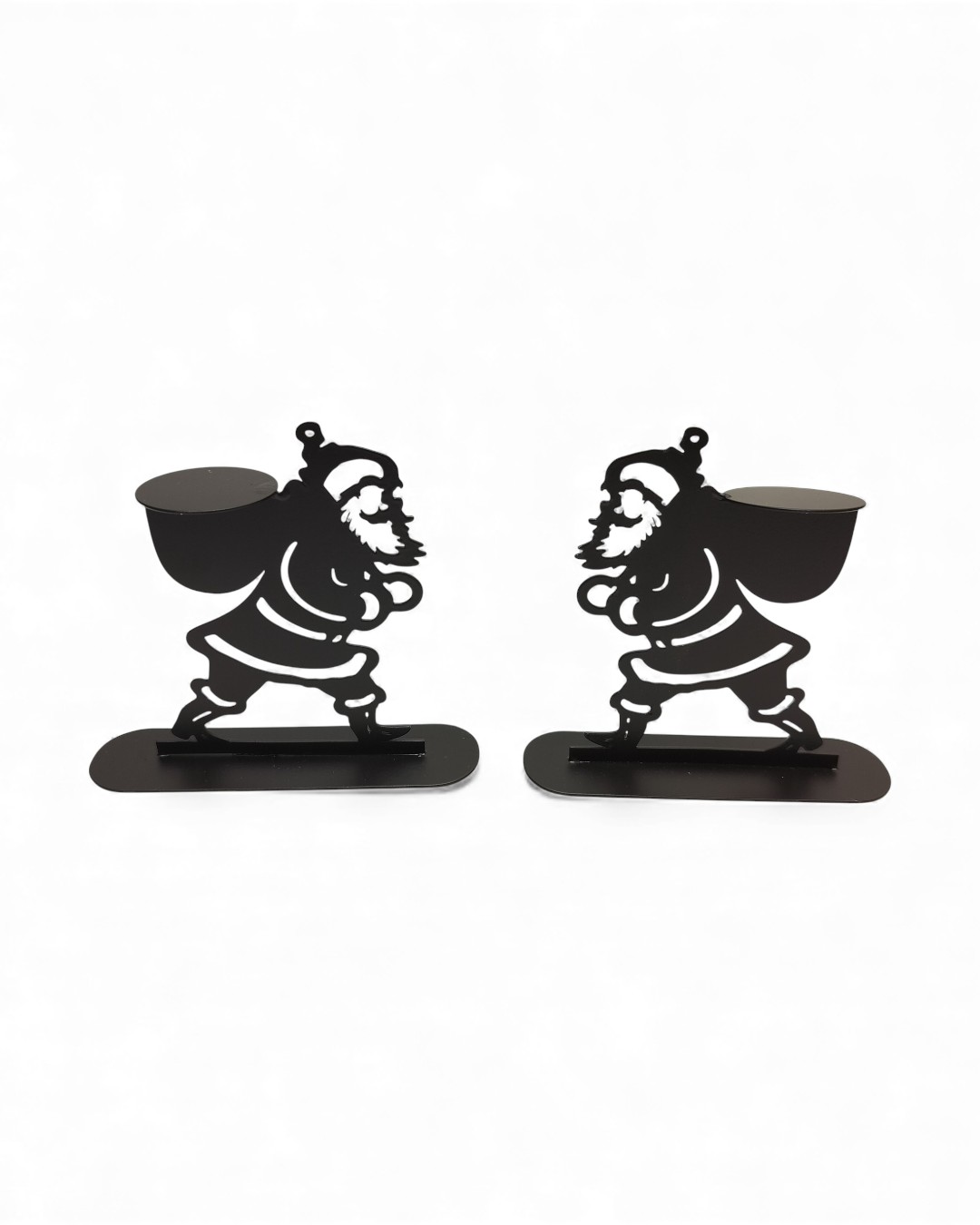 Minimalist Black Santa Silhouettes Tea Light