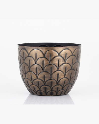 Antique Brass Scalloped Texture Planter