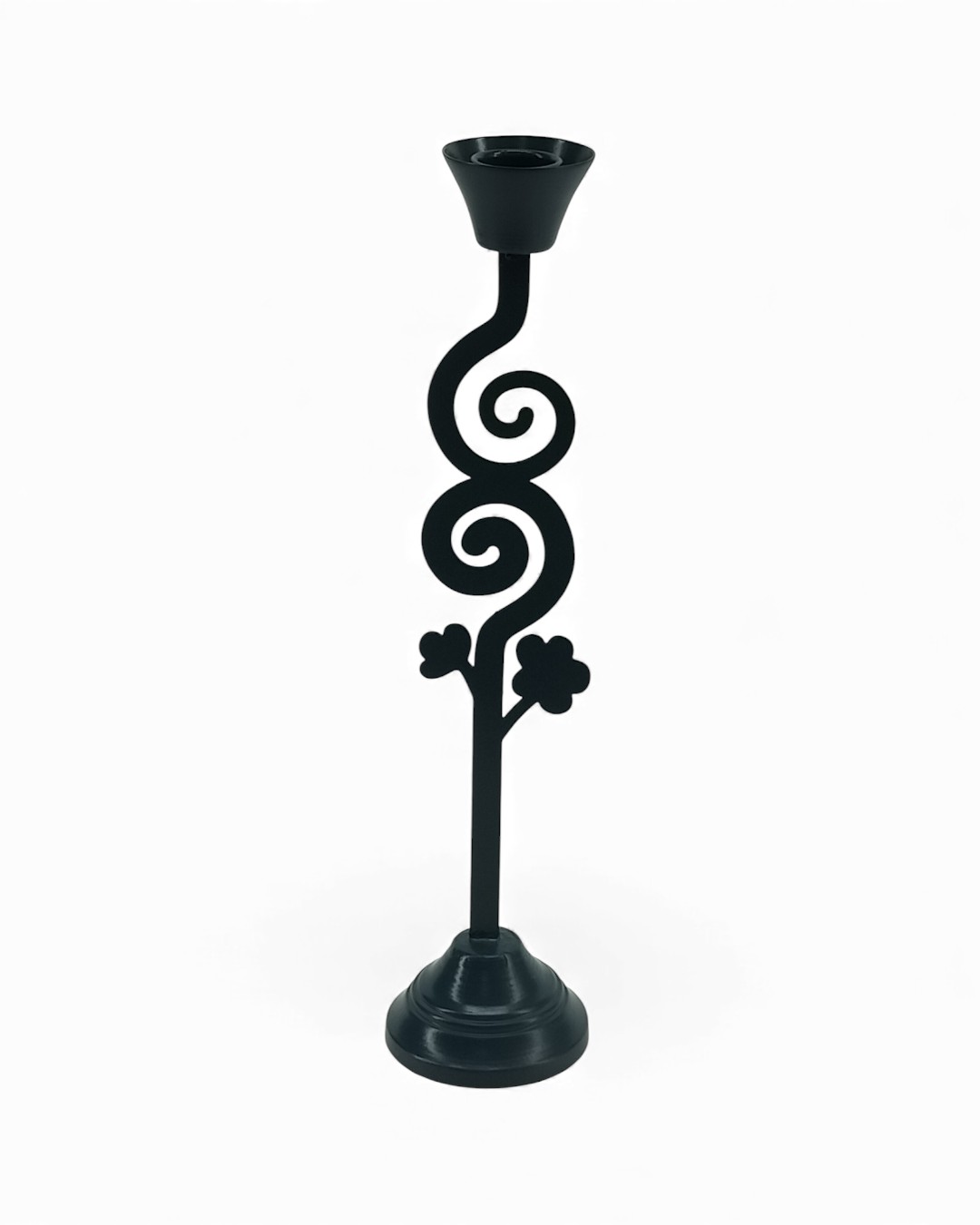 Joyful Scrolls Taper Candlestick - Matte Navy