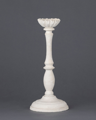 Antique White Textured Candle Holder