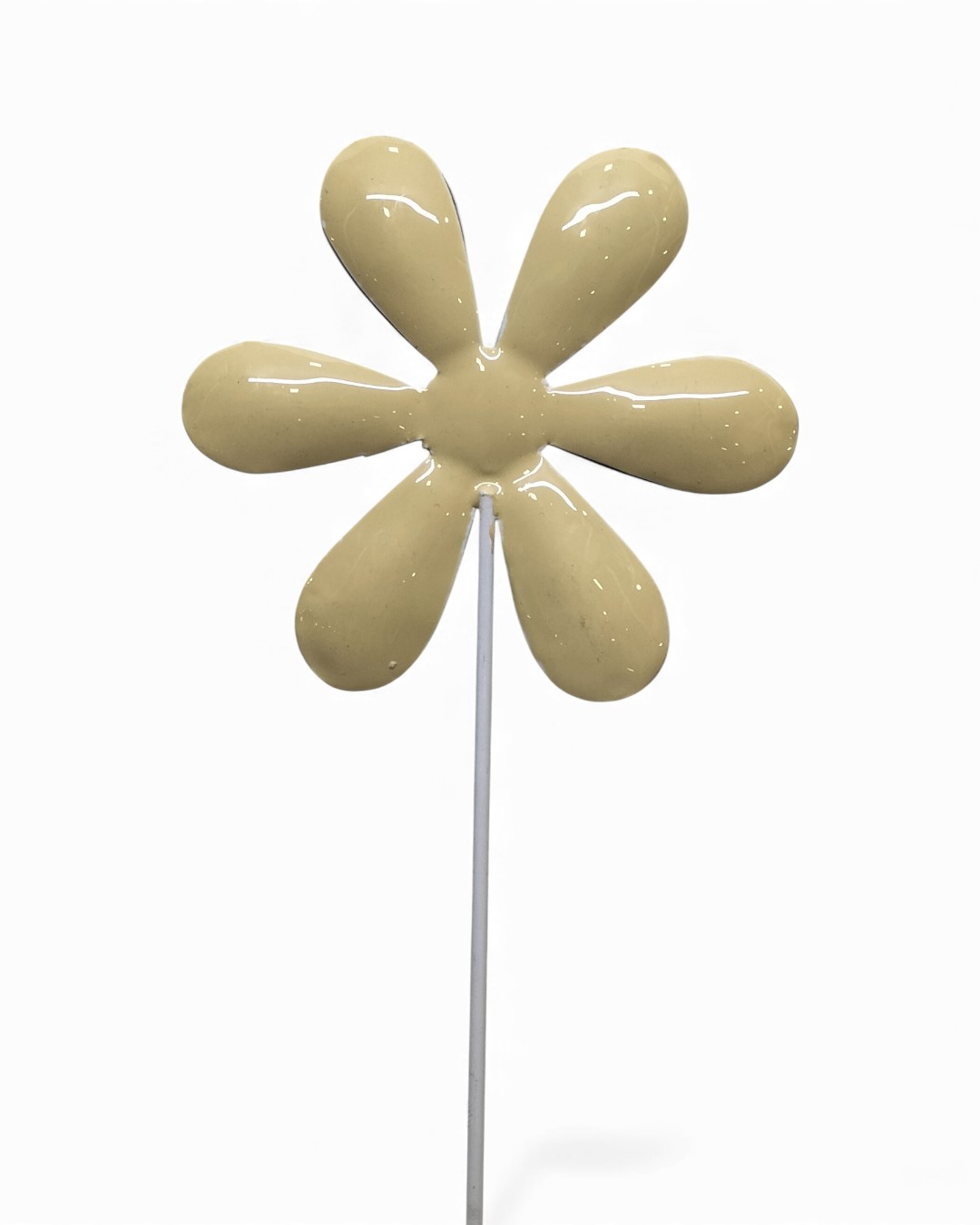 Glossy Khaki Flower Stake, 6-Petal Design