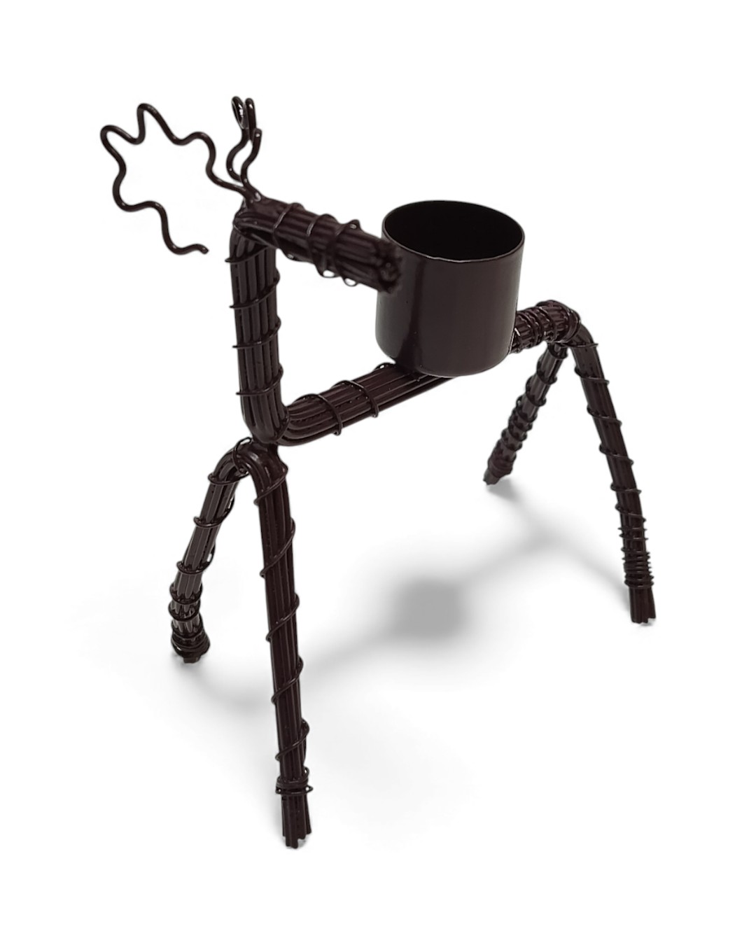 Woven Rattan-Style Yule Goat Candle Holder