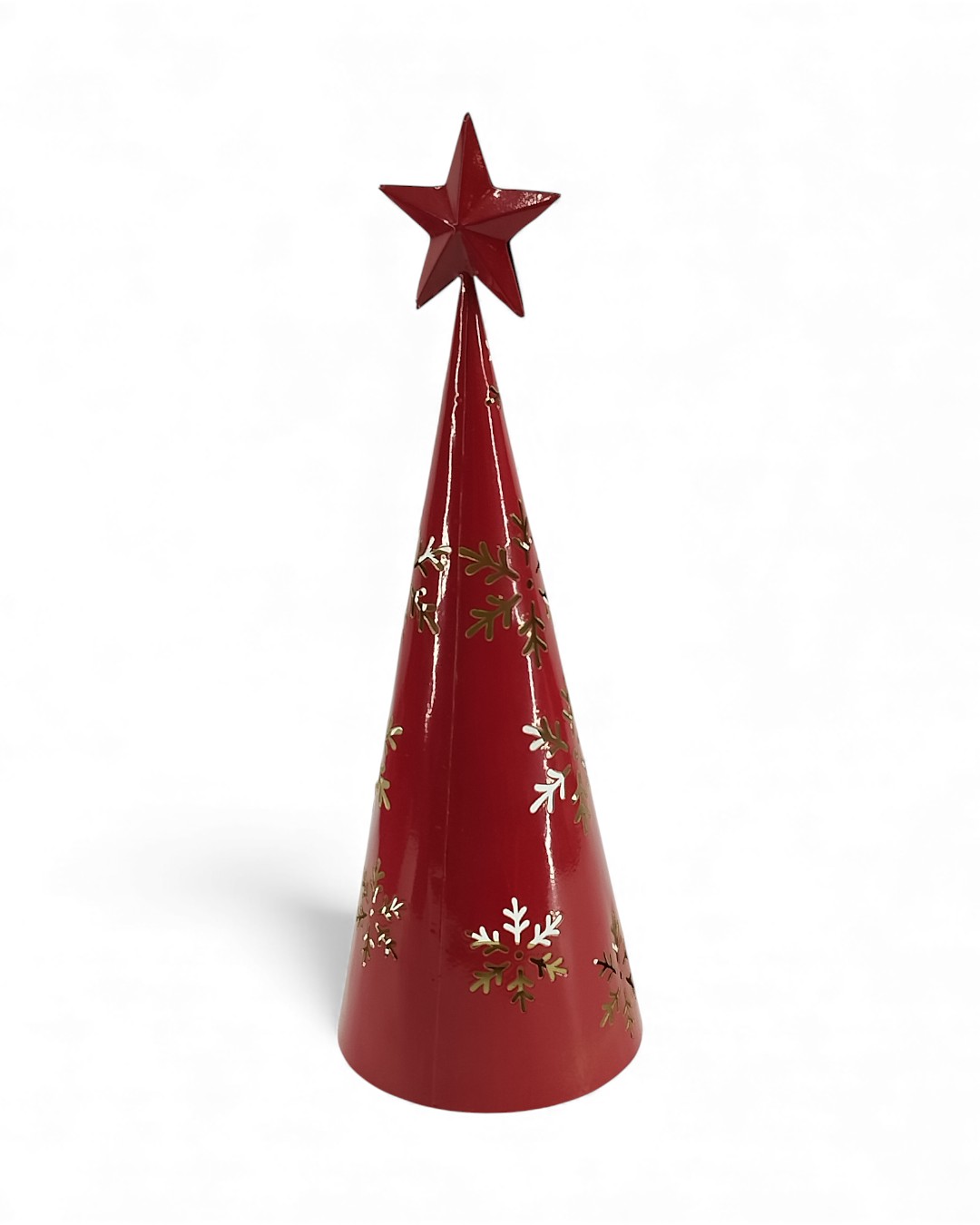 High-Gloss Red Cone Christmas Tree Tea Light Under