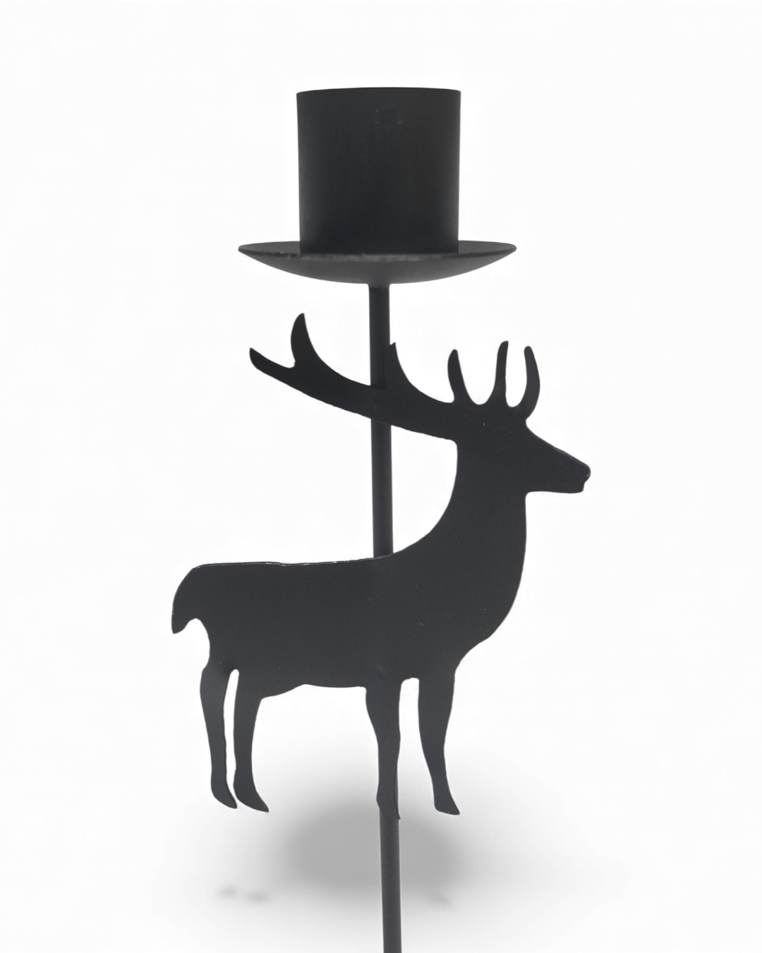 Black Deer Silhouette Taper Candle Stake