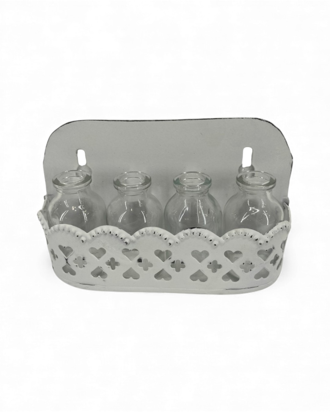 Distressed White Wall-Mountable Bottle Holder