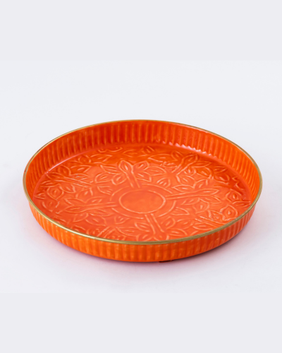 Orange Floral Embossed Plate