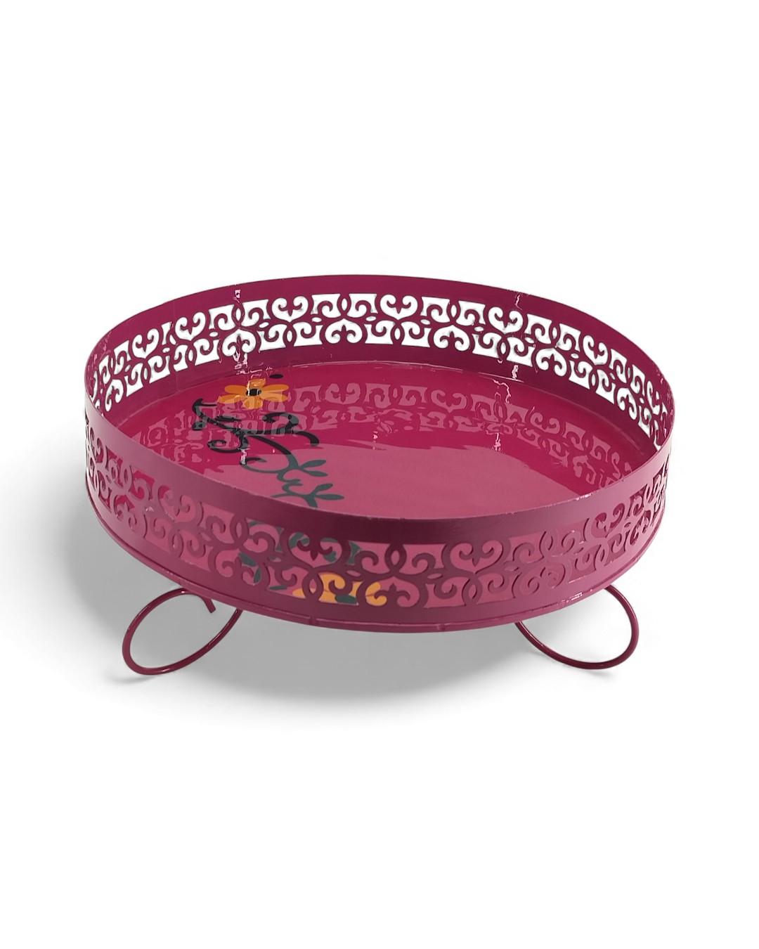 Joyful Scrolls Magenta Pink Tray/Basket