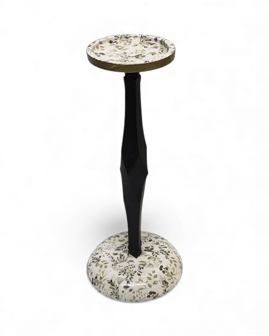 Monochrome Wildflower Modern Pedestal Candlestick