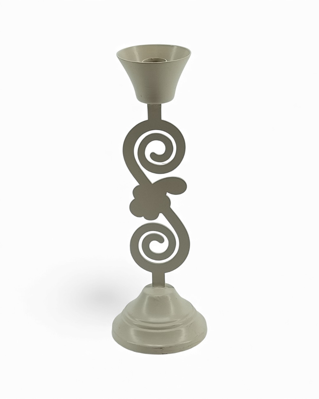 Joyful Scrolls Taper Candlestick - Beige Floral