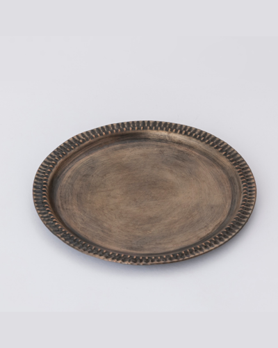 Decorative Bronze Plate with Textured Rim