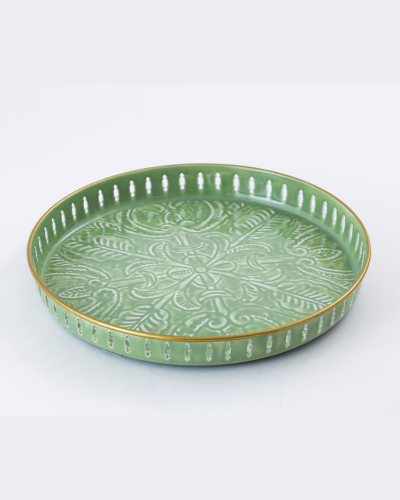 Decorative Round Tray with Ornamental Pattern