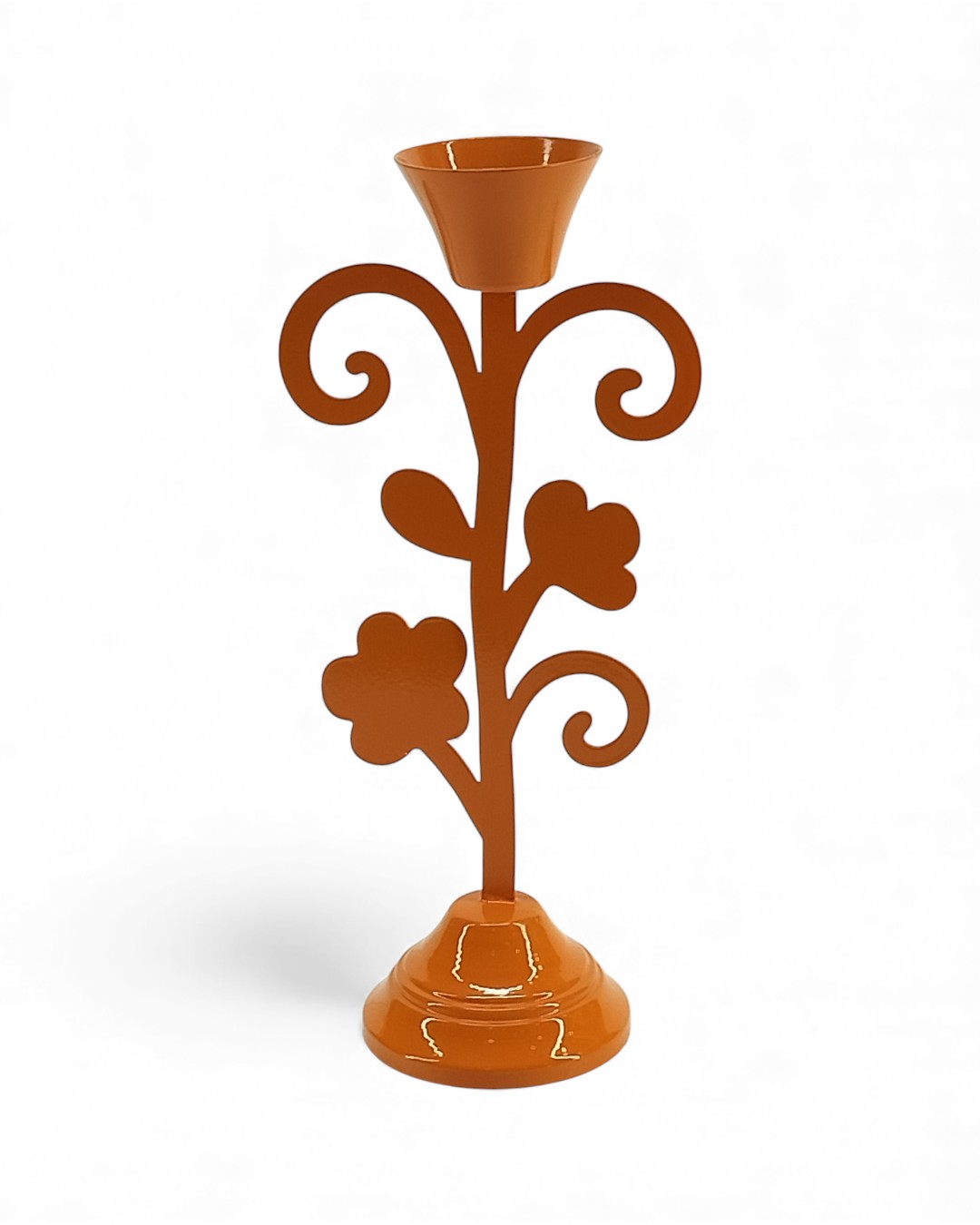 Joyful Scrolls Candlestick-Orange Floral