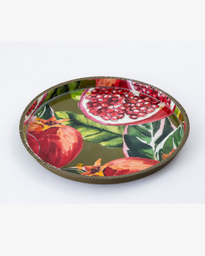 Decorative Plate – Pomegranate Print with Rim