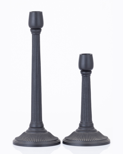 Set of 2 Ribbed Pedestal Candle Holders