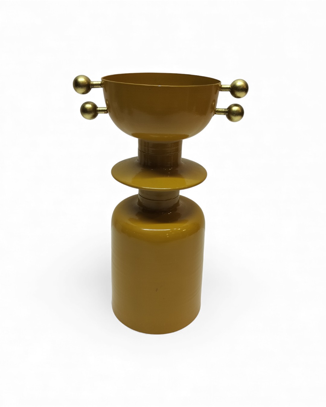 Mid-Century Modern Vase with Brass Sphere Musturd