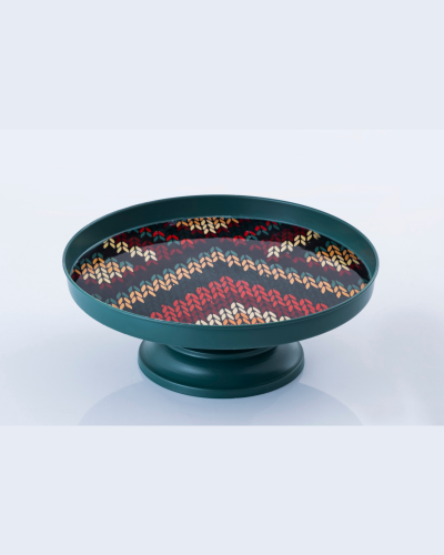 Deep Green & Multicolor Chevron Cake Stand