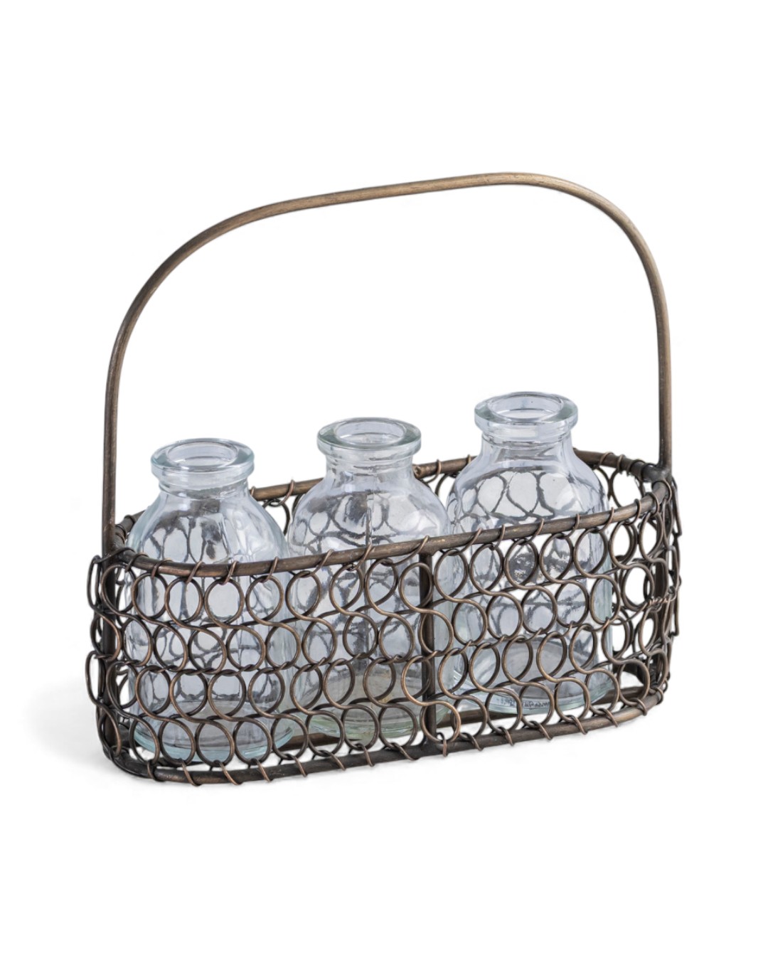 Rustic Bronze Wire Basket for Three Bottles - 30ml