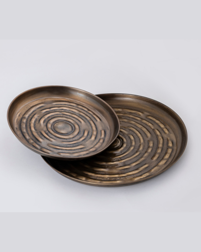 Set of Two Bronze Plates (Flat & Deep Dish)