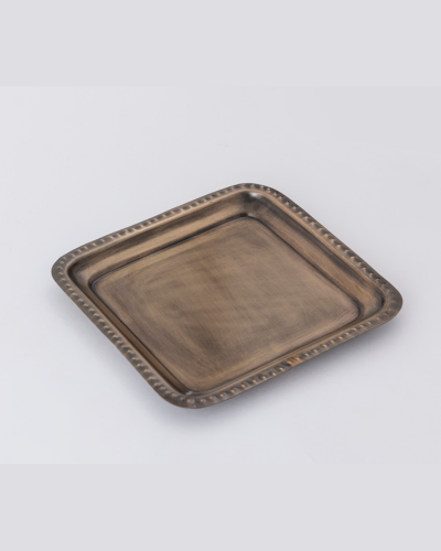 Antique Square Metal Tray with Border