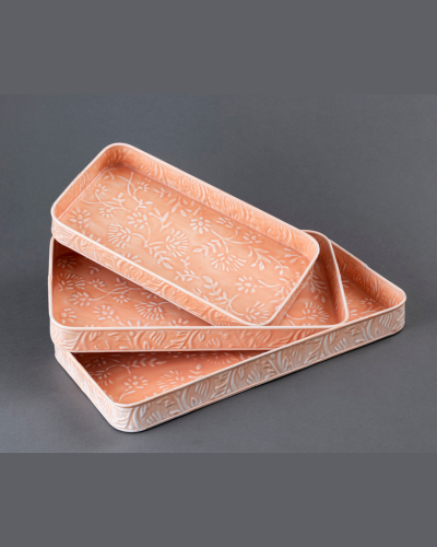 Rectangular Peach Floral Tray