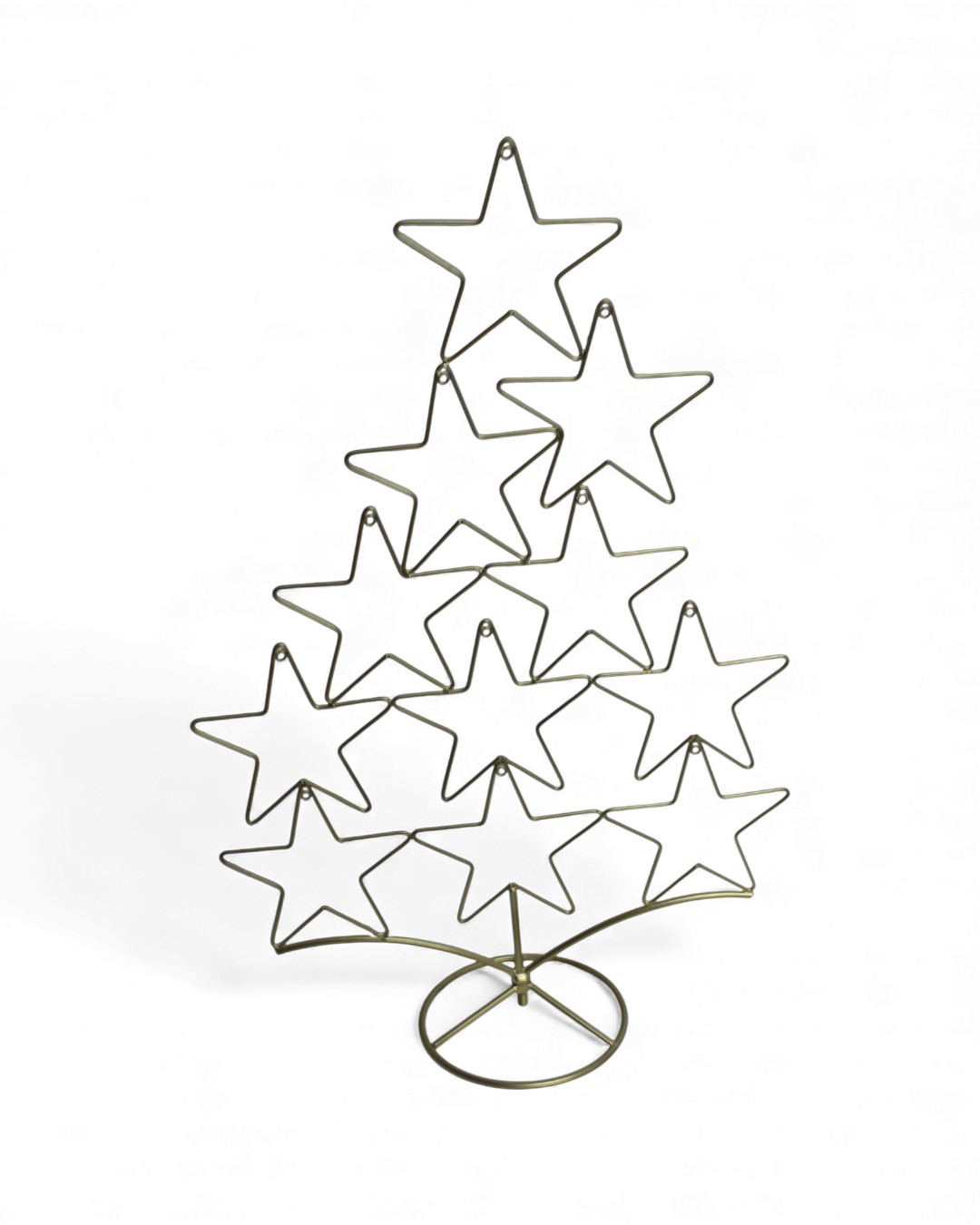 Wire Star Tree Ornament Display, Antique Brass