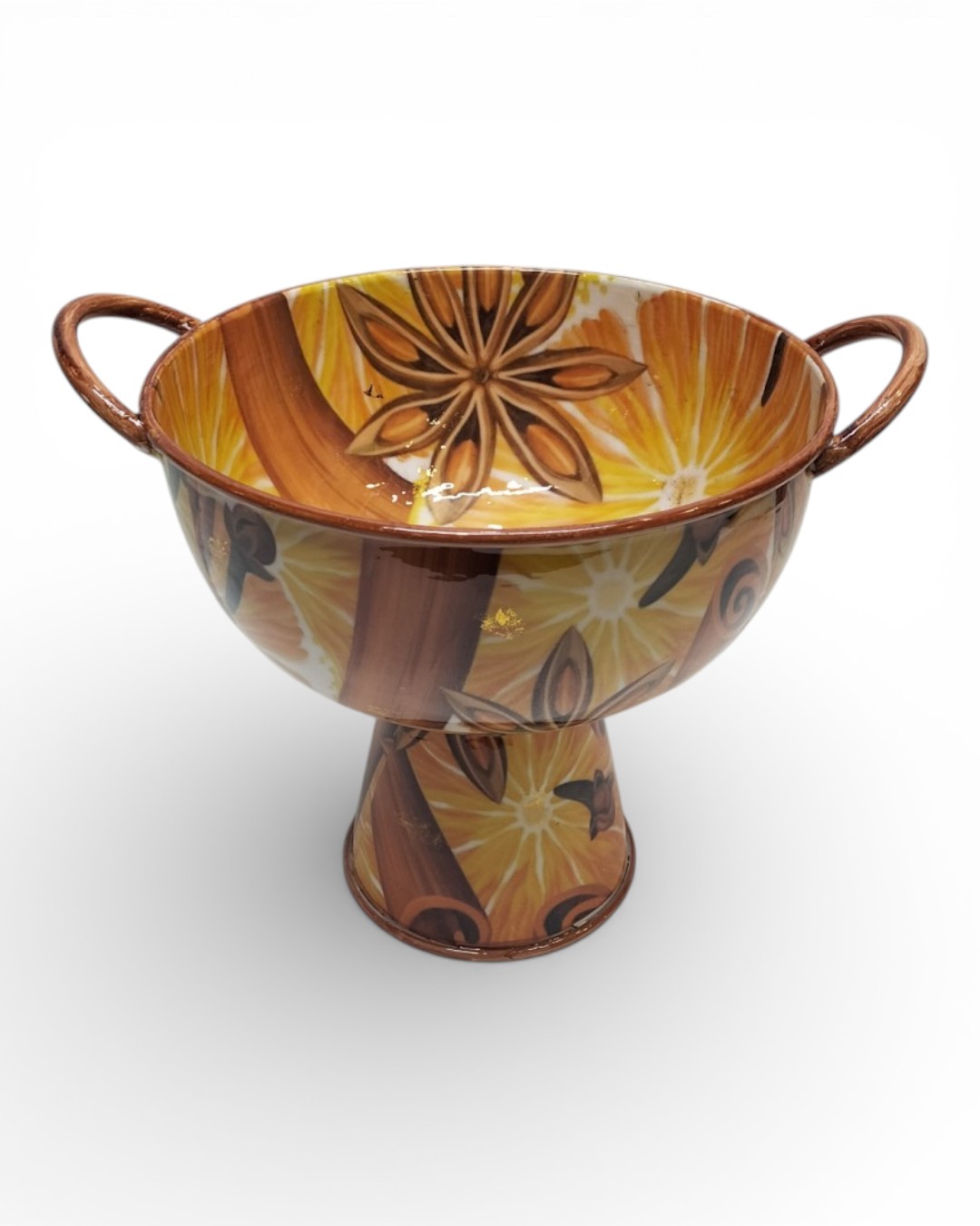 Spiced Citrus Pedestal Bowl with Handles