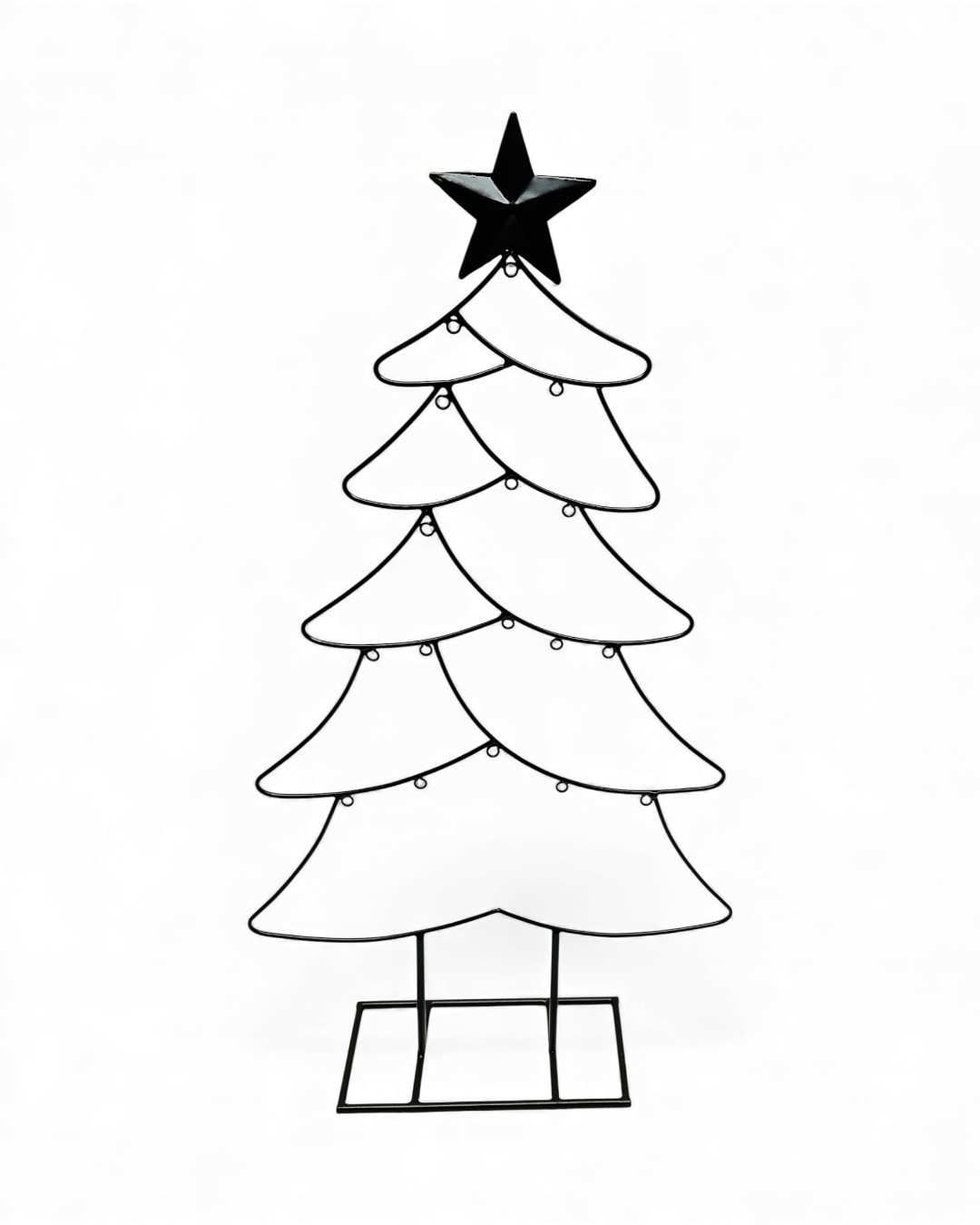 Black Wire Outline Christmas Tree with Star Topper