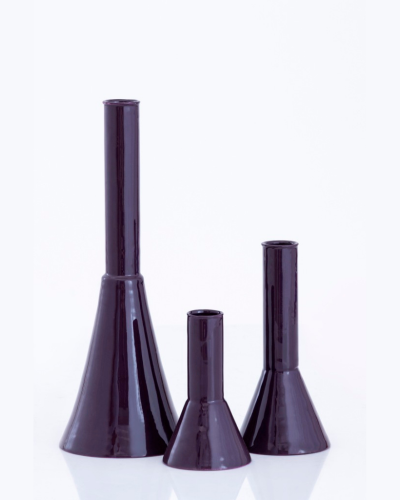 Burgundy, Black And Beige Funnel Candlestick Set