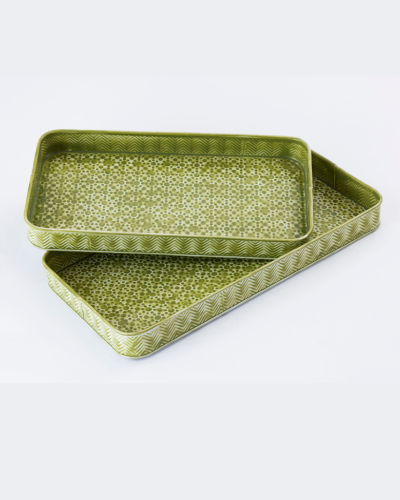Rectangular Green Printed Tray