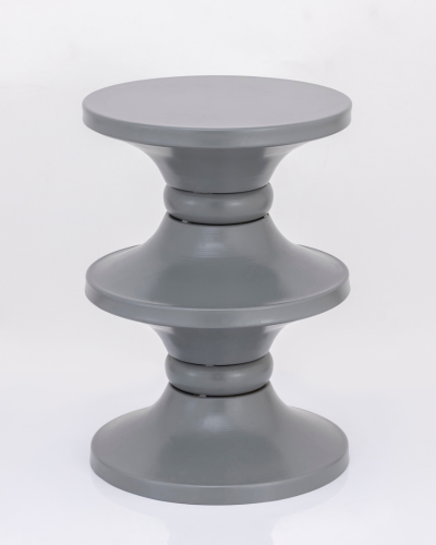 Triple-Tiered Ceramic Stool – Matte Cool Grey