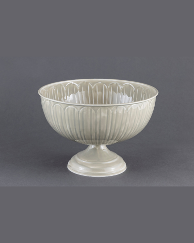 Grey Embossed Pedestal Decorative Bowl