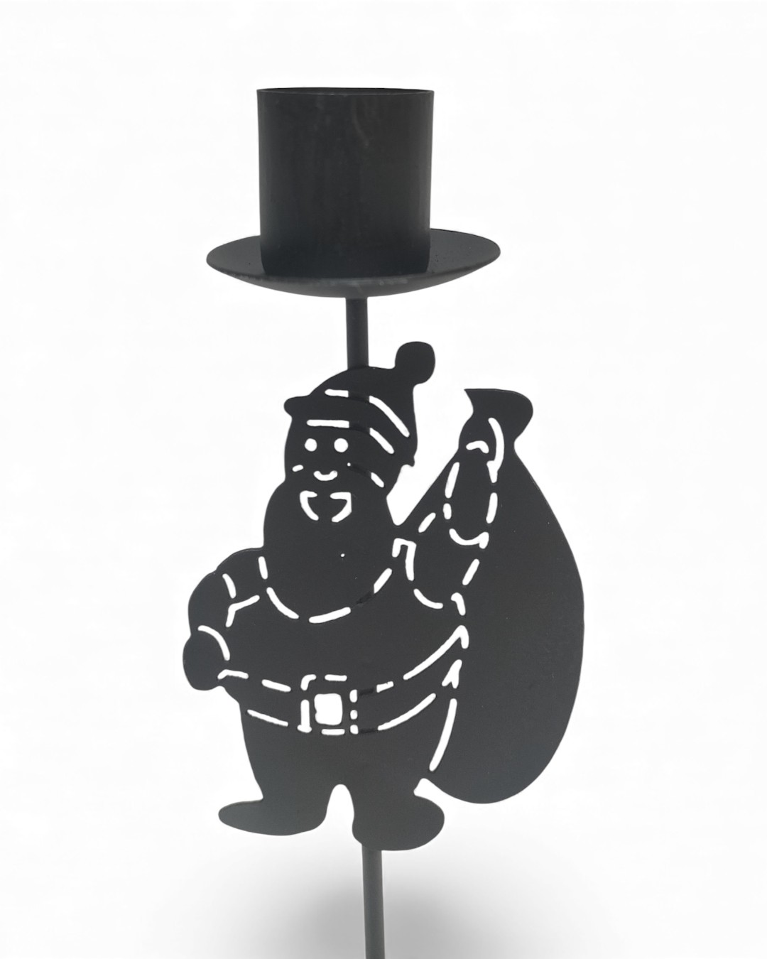 Santa Silhouette Taper Candle Stake with Top Hat