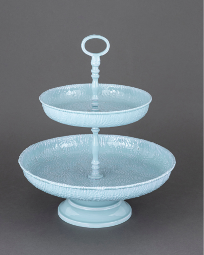 Aqua Sky Textured Two-Tier Stand