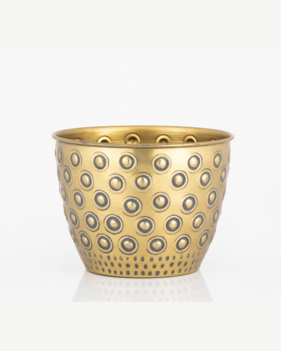 Textured Gold Planter with Polka Dot Etching