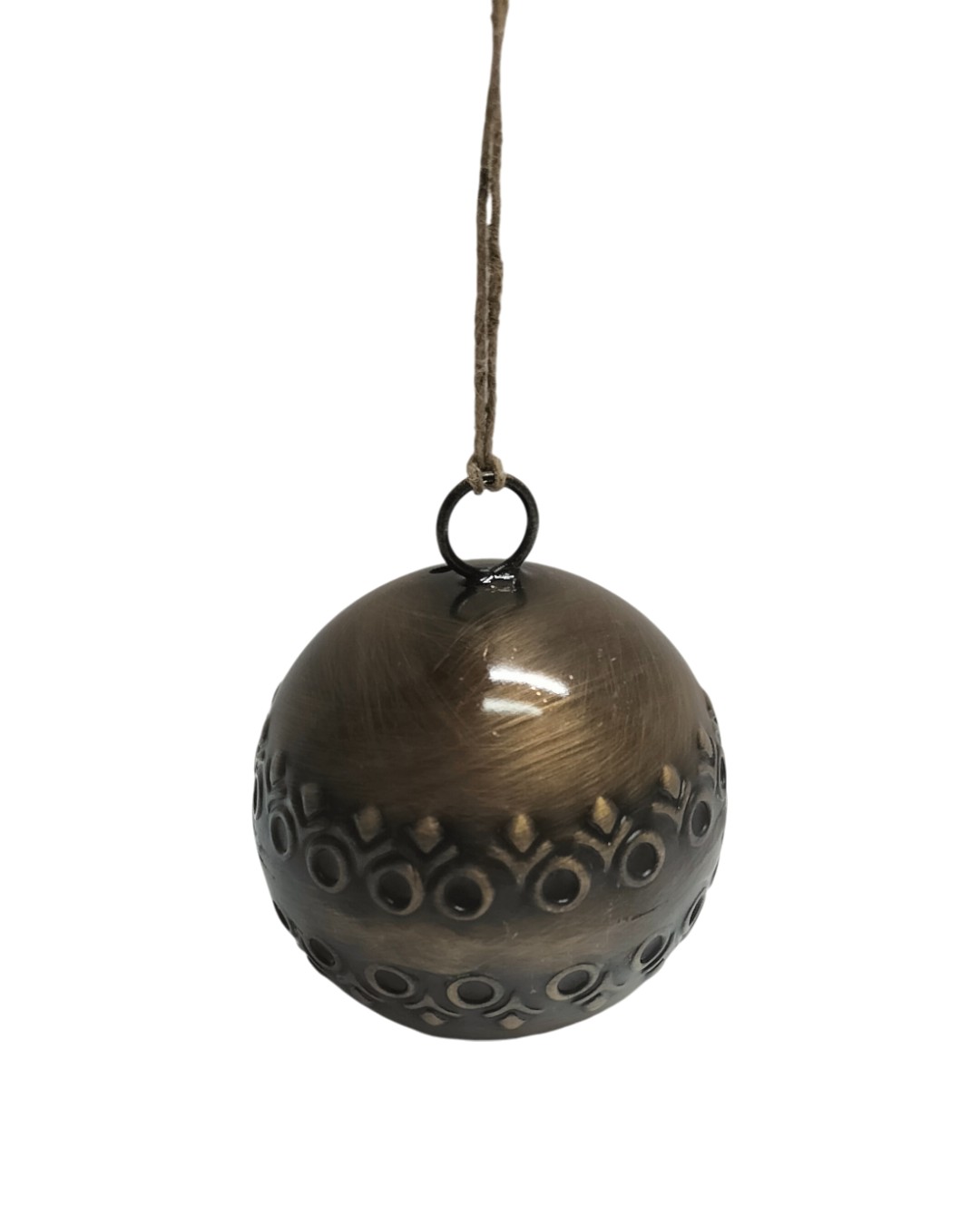 Antique Copper Embossed Hanging Ball Ornament