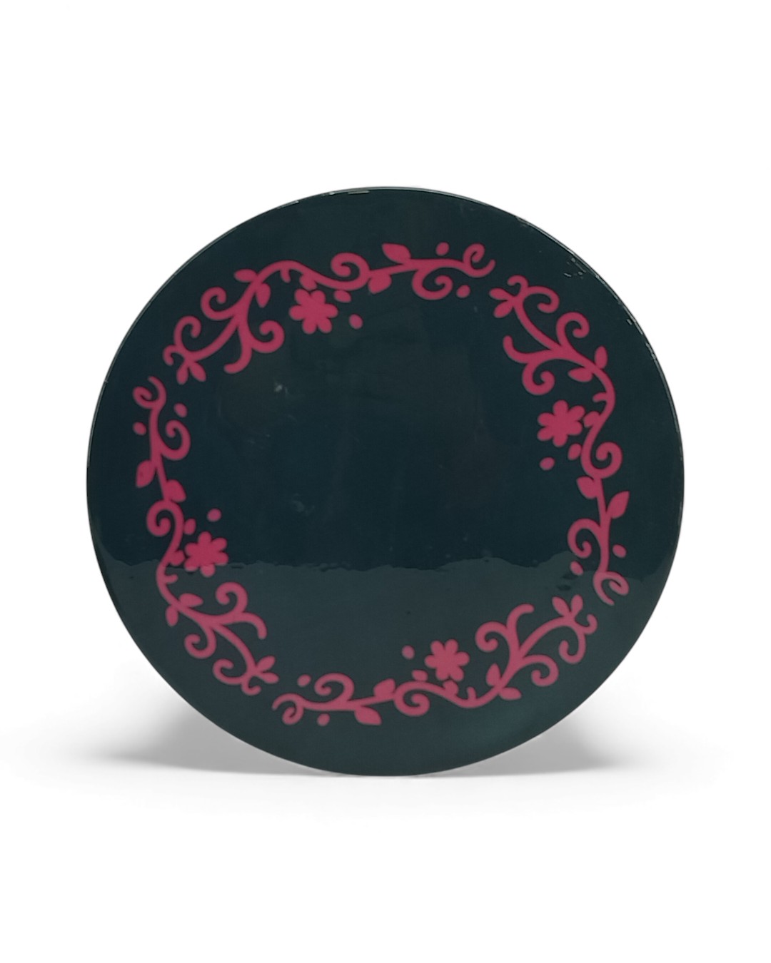 Deep Teal Border Scroll Trivet Plate