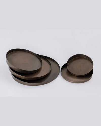 Nesting Round Bronze Tray Set
