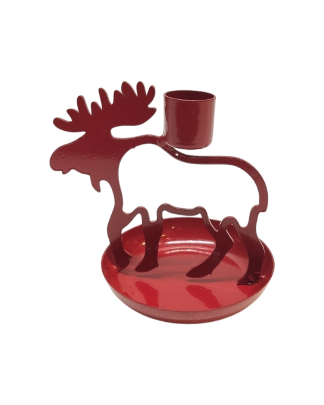 Glossy Red Moose Silhouette Taper Holder
